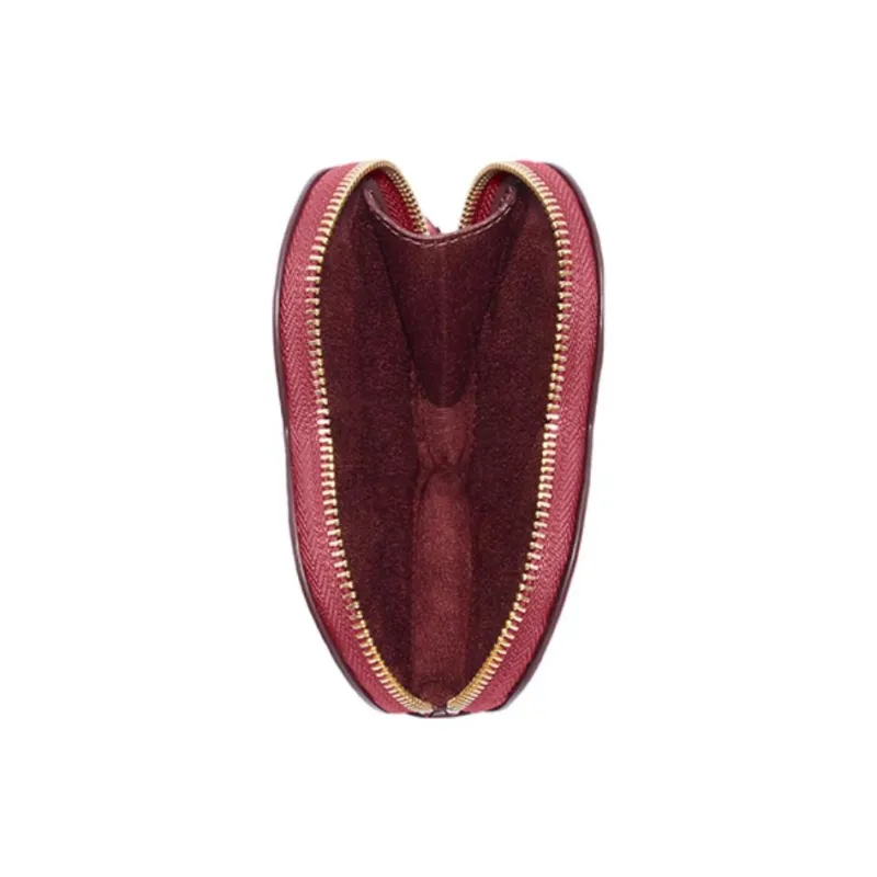 COACH Refined Pebbled Leather Coin Box Coin Purse Women's Rouge Red-4