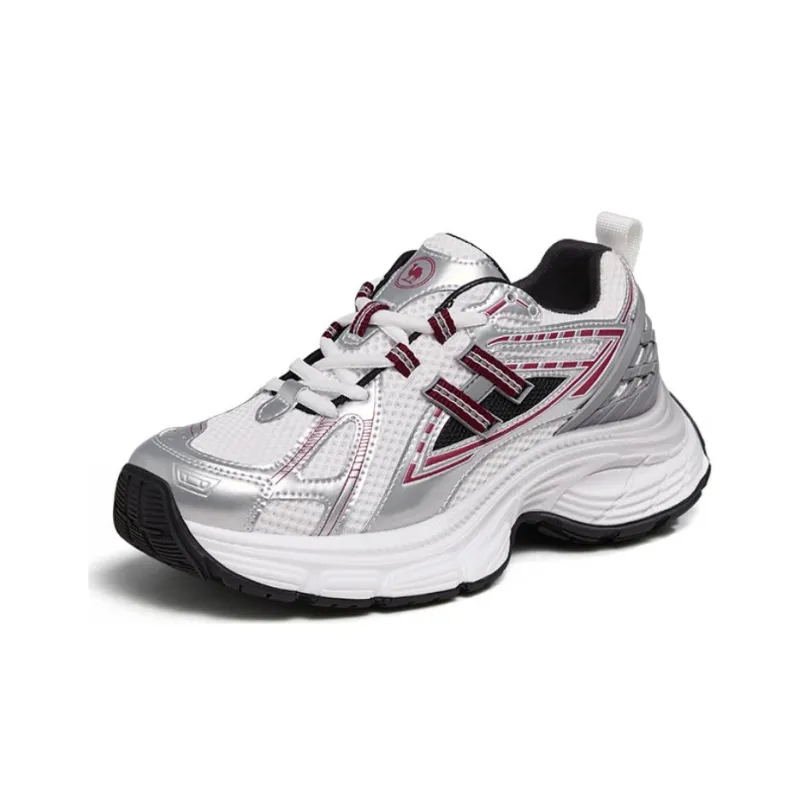 CAMEL Cushioning Wear Resistant Low Top Running Shoes Women's White Silver Red-2