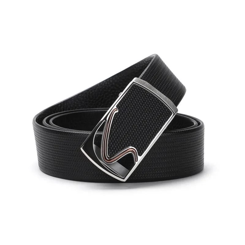Satchi Sanduo Belt Men's Automatic Buckle Cow Leather Woven Pattern Steel Buckle Belt Men's Black Width 3.45cm-0