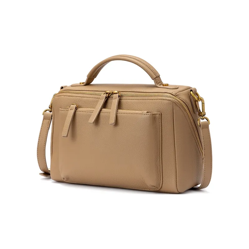 ROBERTA DI CAMERINO Cow Leather Mom Bag, Portable Crossbody Bag, Shoulder Bag Regular Women's Black/Khaki-8
