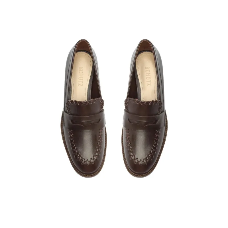 Schutz Lenon Loafers 3cm Women's Dark Brown-3