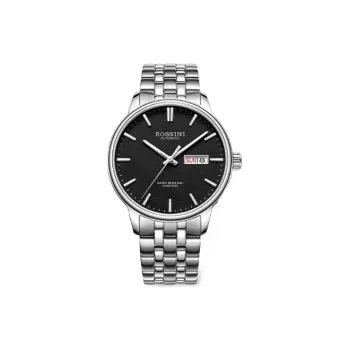 ROSSINI Enlightenment Collection Mechanical Movement Stainless Steel Strap Watch Men's Watches Black Dial
