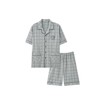 Inside The Orange Pajama Set Men's Plaid Gray