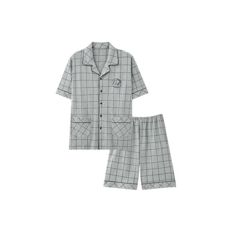 Inside The Orange Pajama Set Men's Plaid Gray-0