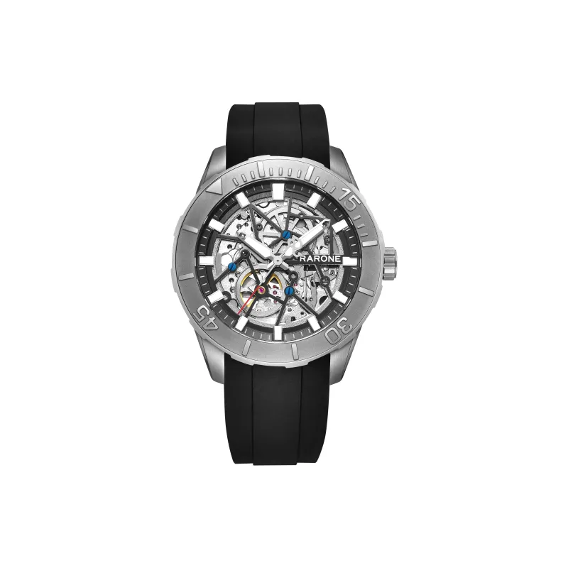 RARONE Gemini Dive Watch Automatic Mechanical Movement Silicone Strap Watch Men's Watches Cut Out Dial-13