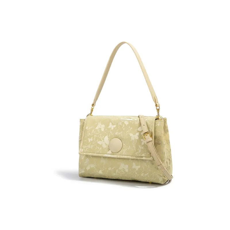 CentarlKatty Polyurethane Synthetic Leather Shoulder Bag Women's Green Gold-Stamped Butterfly-1