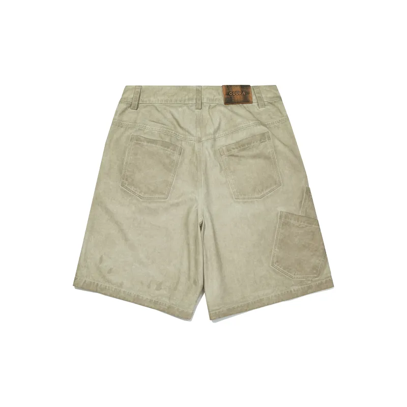 Guuka Anime Print Knee Length Pants Men's Light Apricot-1