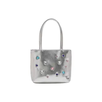 DALO Artificial Leather Tote Bag, Shopping Bag, Handbag, Shoulder Bag Women's Silver/Black
