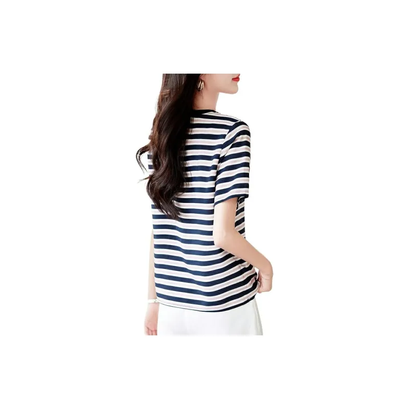 Yi Mengyuan Silk T shirt Women's Marine Blue-1