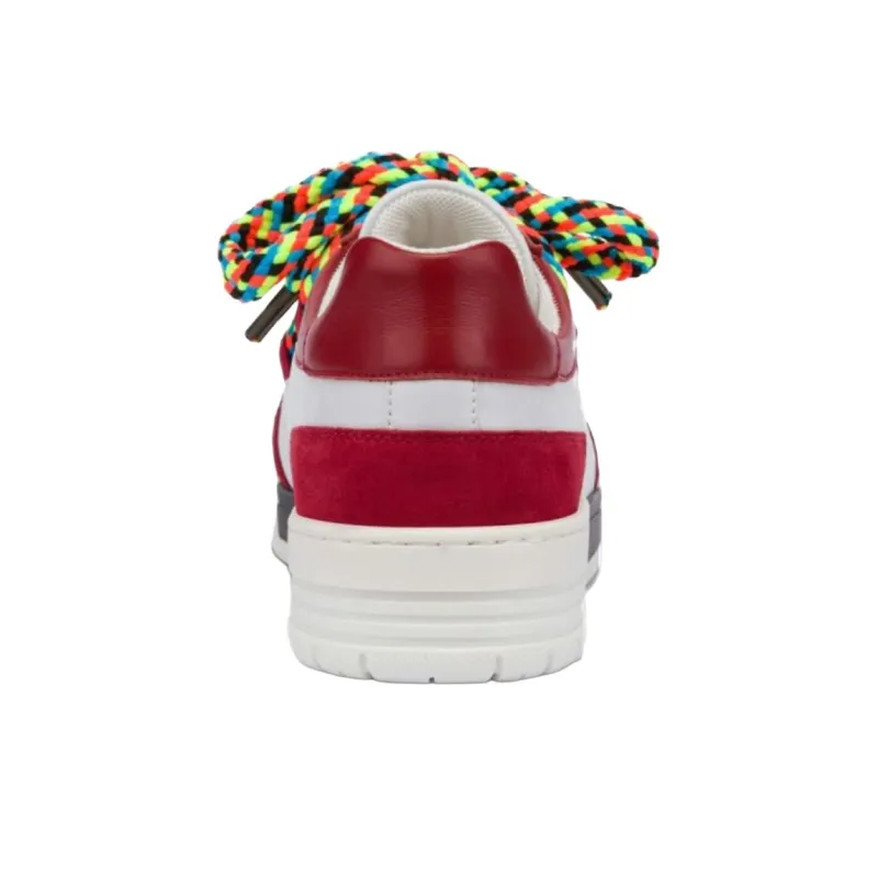 MOSCHINO Streetball Low-Top Skateboard Shoes Men's White Red-3