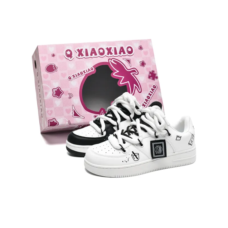 Circle Small Coverage Slip Resistant Waterproof Lightweight Low Top Skateboard Shoes Unisex White Black-15
