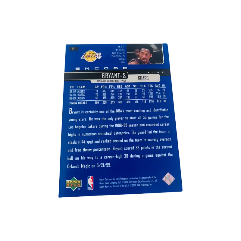 UPPER DECK 2000 Lakers Kobe Refringence Vintage Card Rarity Kobe Bryant Player Card Product Access Sports Cards 1 Pc-1