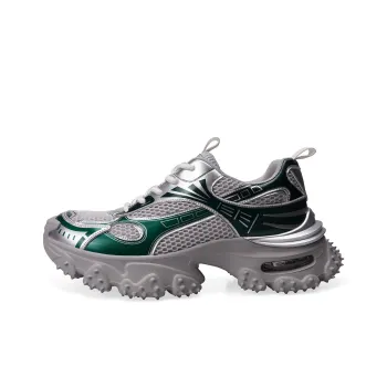BOSSSUNWEN Low Top Chunky Sneakers Unisex Silver Green