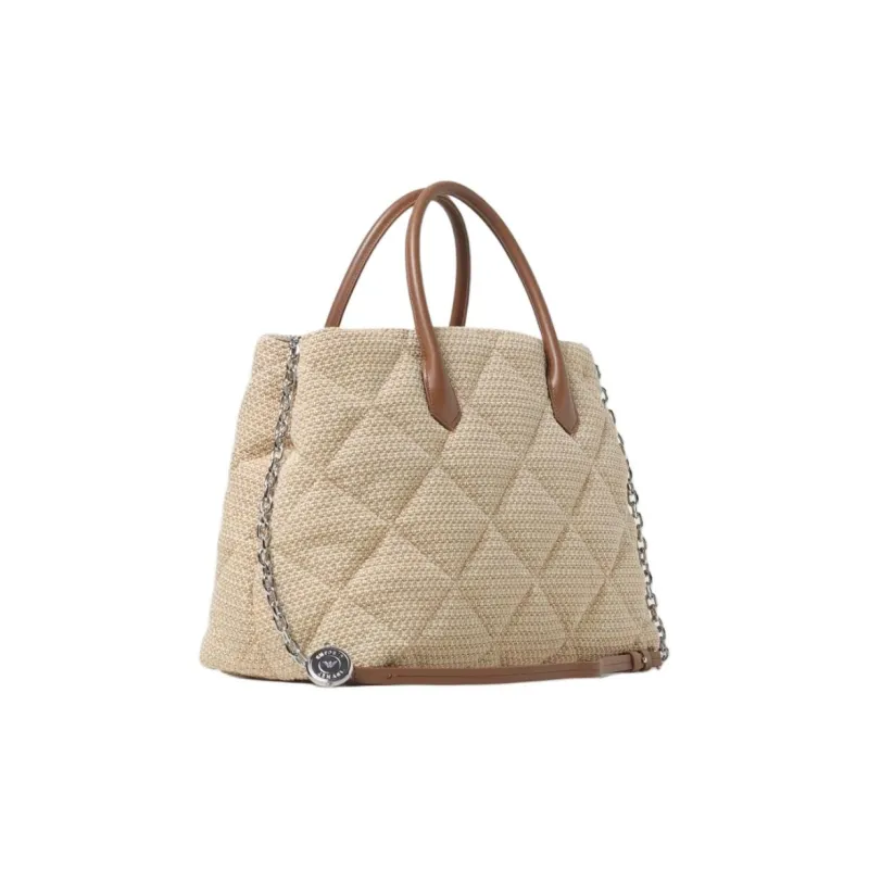 EMPORIO ARMANI Polypropylene Blended With Polyester Shoulder Bag Crossbody Bag Handbag Women's Beige-1