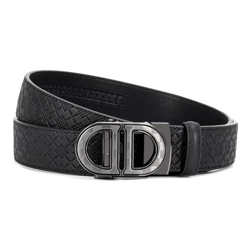 FORTEI Cow Leather, Genuine Leather Belts Men's Black Width 3.5cm Gift Box Set-1