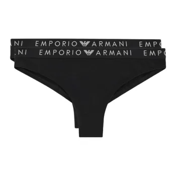EMPORIO ARMANI Two pack Of Asv Iconic Organic cotton Thongs With Logo Waistband