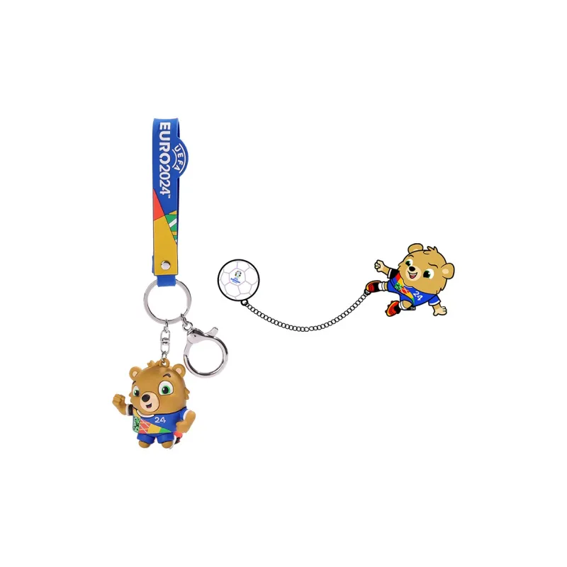 UEFA EURO 2024 Keychain Badge Zinc Alloy Mascot 36x29.5mm Soccer 17x17mm Unisex-0