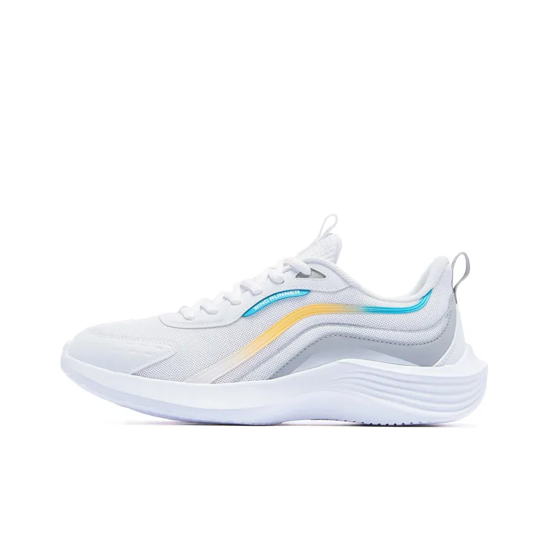 QIAODAN Cushioning Lightweight Low Top Running Shoes Men's White Blue-0
