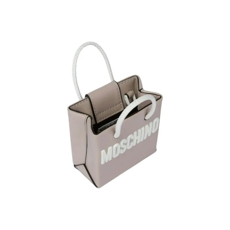 MOSCHINO Calfskin Tote Bag Shopping Bag Handbag Shoulder Bag Mini Women's Light Brown-2