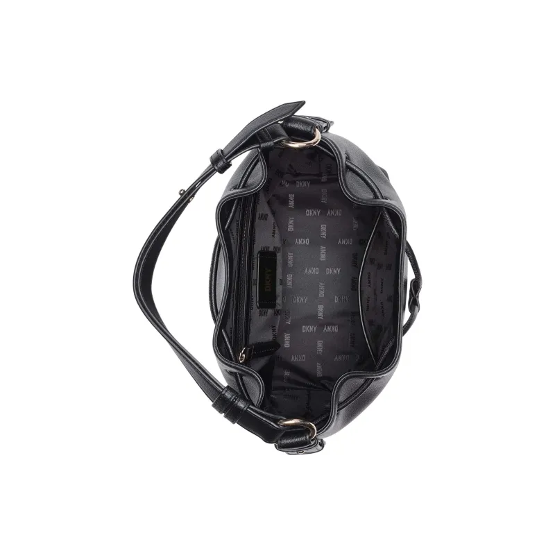 DKNY Leather Bucket Bags Handbags Medium Size Women's Black-4