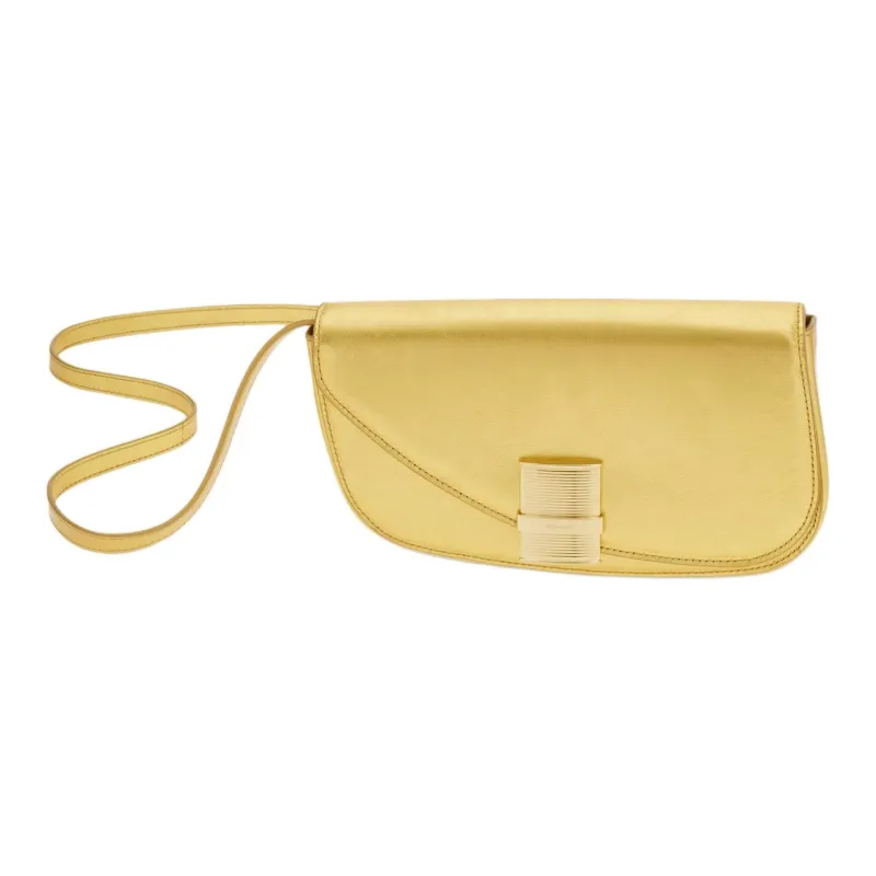 FERRAGAMO Calfskin Handbag Shoulder Bag Women's Gold-1
