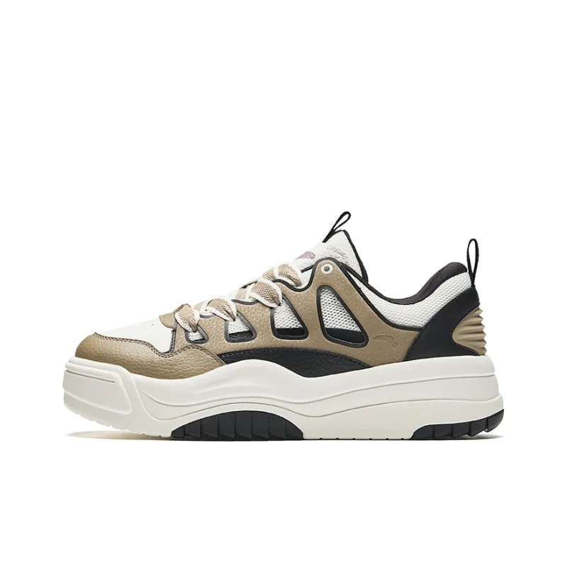 Anta Life Collection Anti-Slip Wear-Resistant Low-Top Skateboard Shoes Men's Brown White Black-0