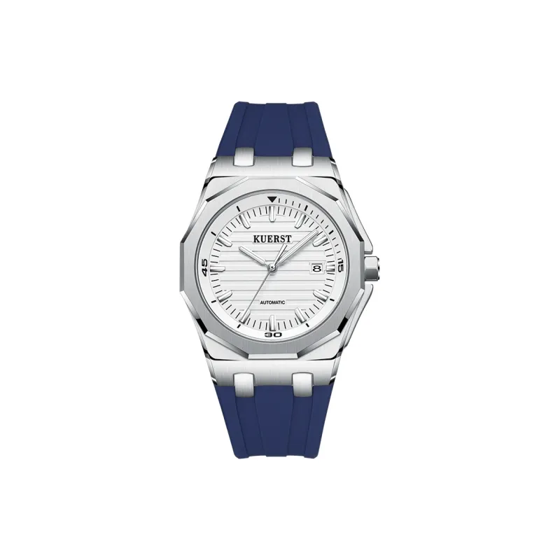 KUERST Automatic Mechanical Movement Rubber Strap Watch Men's Watches White Dial-3