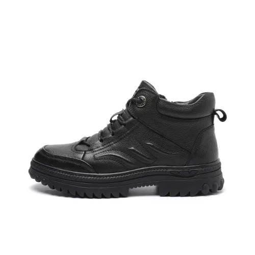 TRUMPPIPE Men's Casual Shoes Men Mid-Top Black