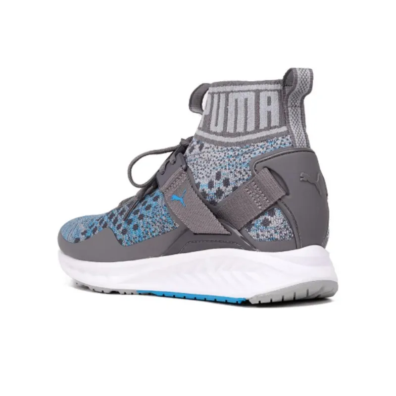 PUMA IGNITE EvoKnit Cushioned Slip-Resistant High-Top Casual Shoes Unisex Gray Blue-3