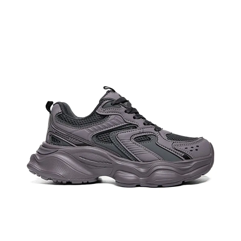 Warrior Students Platform Chunky Sneakers Lightweight And Breathable Low Top Casual Shoes Women's Dark Purple-1
