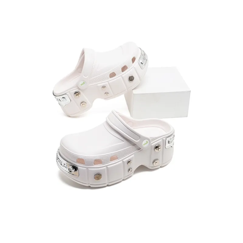 EXULL Q Clogs Women's White Silver-1