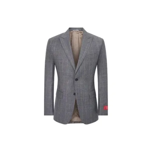 SAINT ANGELO Business Suits Men Interstellar Gray Checkerboard Pattern