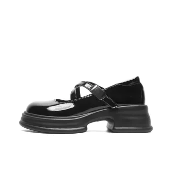 Warrior Mary Jane Shoes Chunky Heel Women's Black