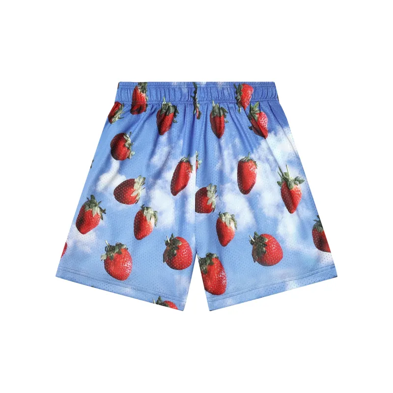 JUST VIBE Casual Shorts Unisex Strawberry Blue-1