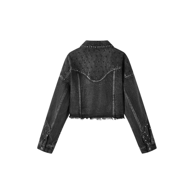 Pit Cropped Coats Women's Gray-1