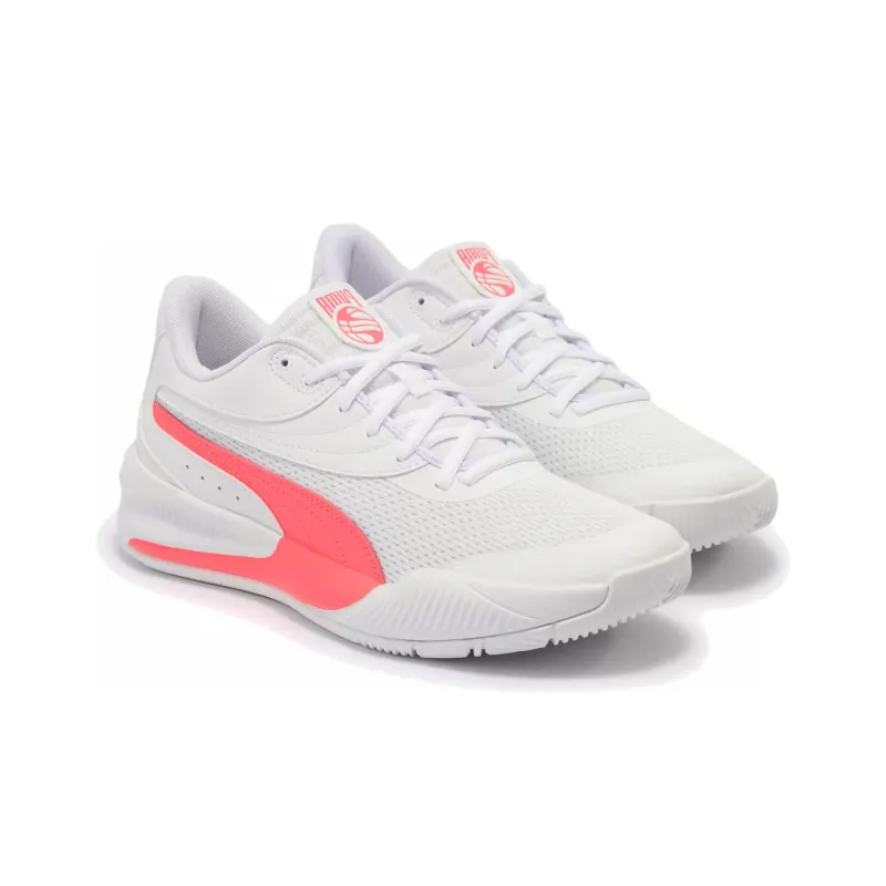 PUMA Triple Cushioning Anti Slip And Wear Resistant Balance Low Top Basketball Shoes Unisex White Pink-3