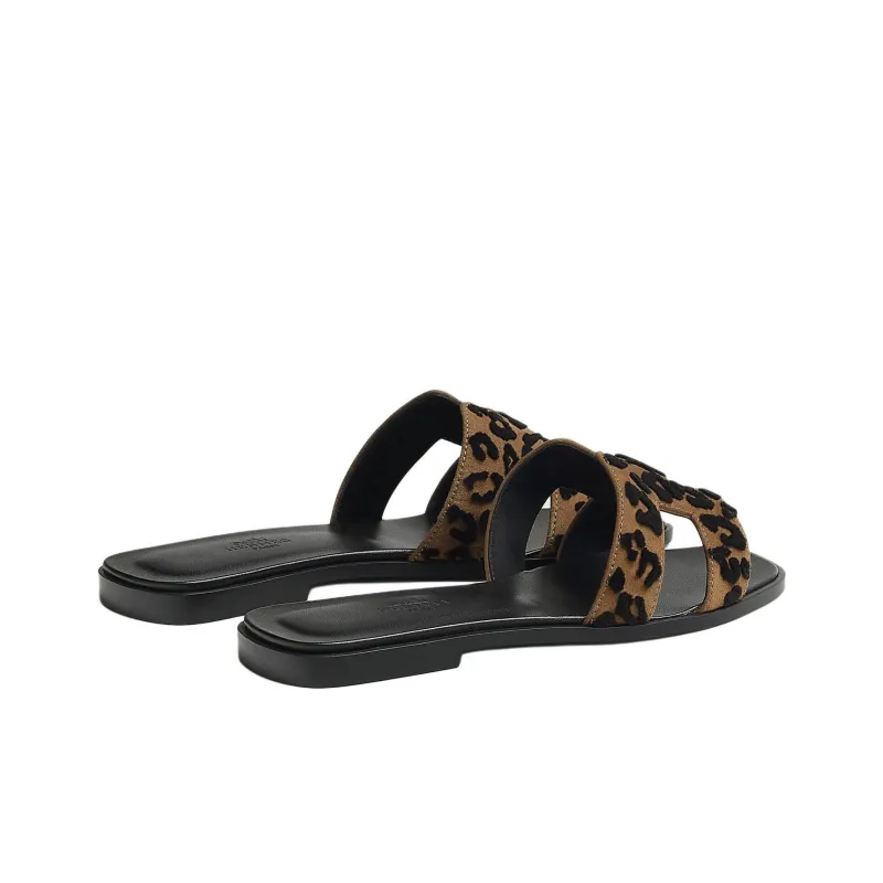 HERMES Oran Slide Slippers Women's Brown-3