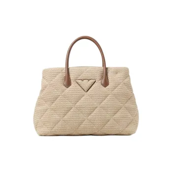 EMPORIO ARMANI Polypropylene Blended With Polyester Shoulder Bag Crossbody Bag Handbag Women's Beige