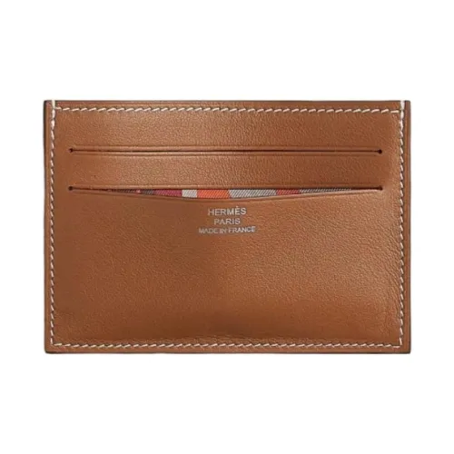 HERMES Card Holders Gold Spicy Pepper Red