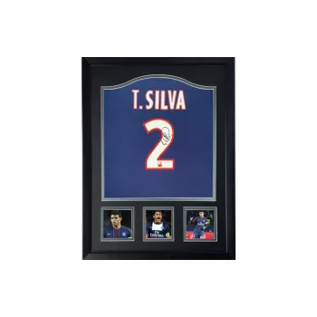 Three For Paris Saint Germain, Thiago Silva, Autographed Jersey, Includes Certificate, Framed