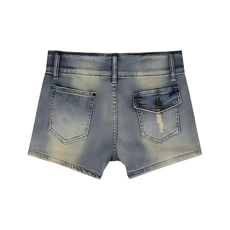 ETSE Denim Shorts Women's Vintage Blue-2