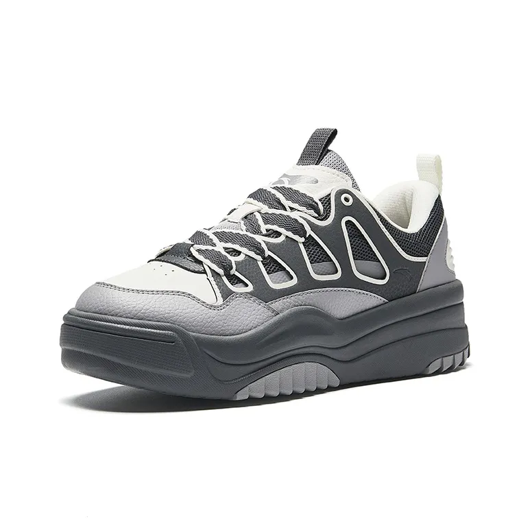 Anta Life Collection Anti-Slip Wear-Resistant Low-Top Skateboard Shoes Men's Gray White-1
