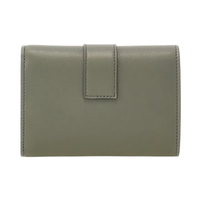 FERRAGAMO Cow Leather Wallet Trumpets Women's Gray White-1