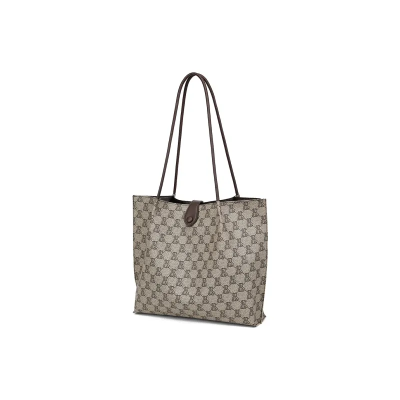 CORALDAISY Synthetic Leather Tote Laptop Bag, Tote Bag, Single Shoulder Bag Women's Oak Gray-1