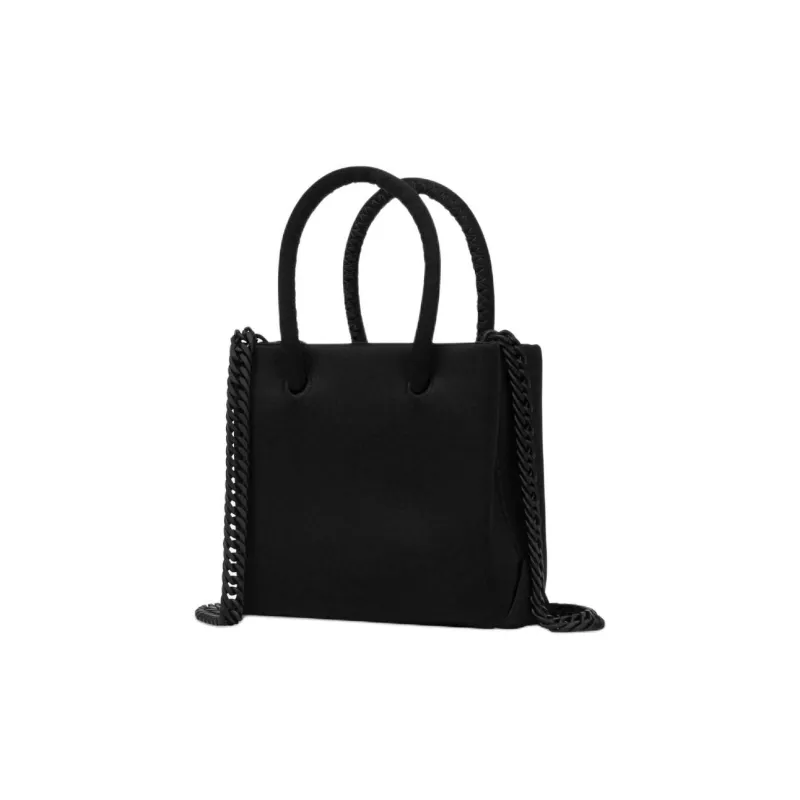 MOSCHINO Silk Blend Viscose Tote Bag Shopping Bag Portable Crossbody Bag Shoulder Bag Mini Women's Black-1