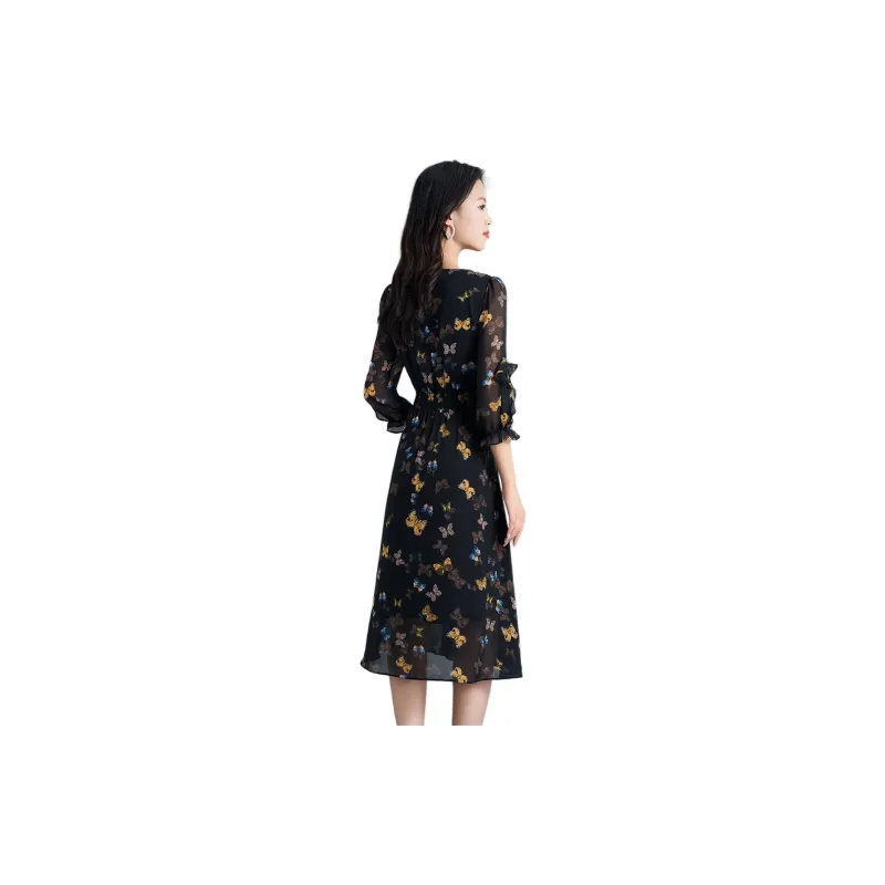 Mylan Short Sleeved Dress Women's Black-1