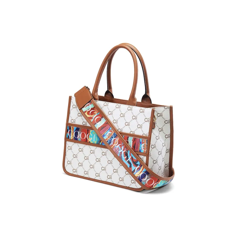 COOGI PVC Tote Bag, Handbag, Crossbody Bag Medium Size Women's Ecru-10