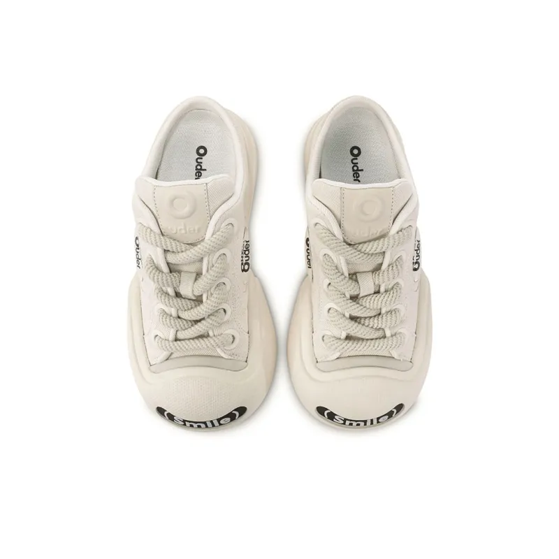 Ouder Smiler Laughs Series Classic, Trendy, Retro Anti Slip Wear Resistant Canvas Shoes Women's Ecru-3