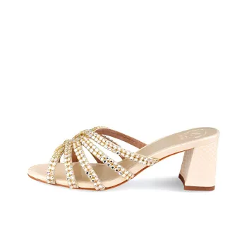 NICOLI Slide Slippers 7cm Women's Gold