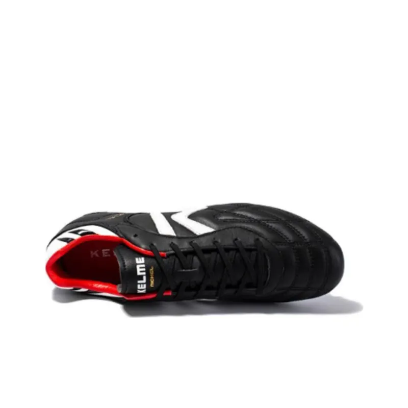 KELME FG Rubber Long Studs Anti Slip Wear Resistant Soccer Shoes Men's Black White-2